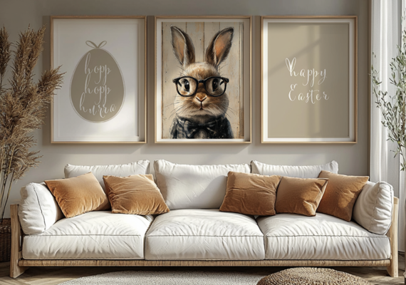 Wohnzimmer mit 3 Oster-Postern
