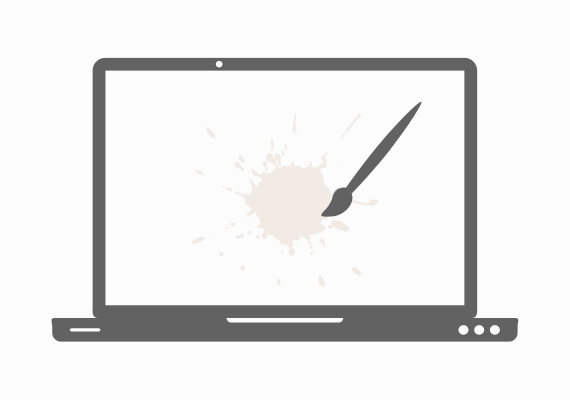 Illustration Laptop mit Farbklecks